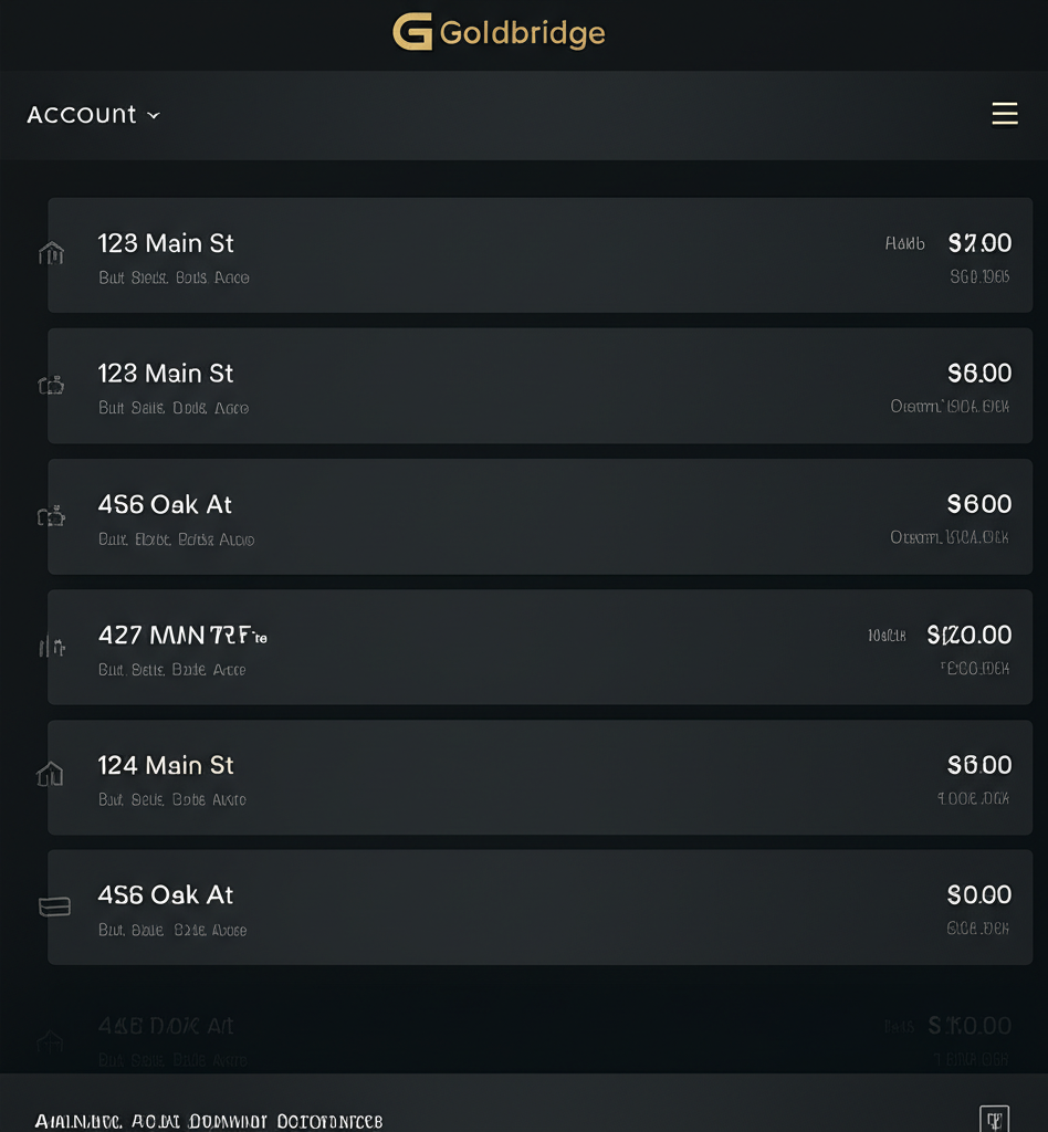 Dashboard showing nested property accounts